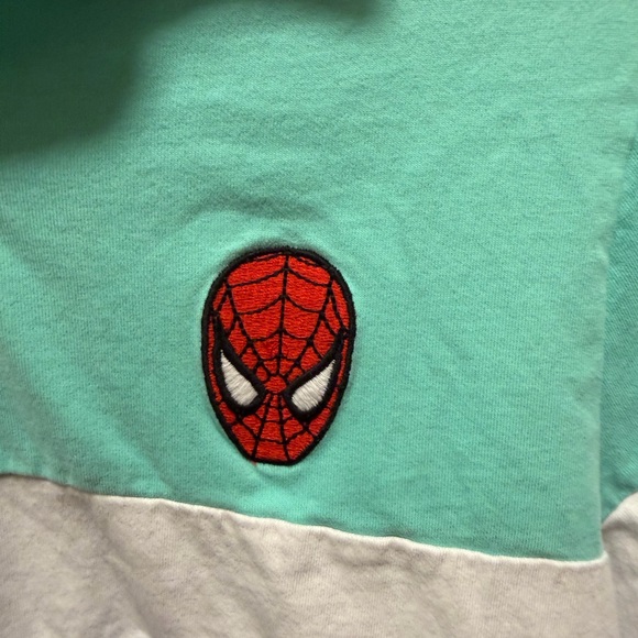 Disney Parks Marvel Polo Shirt Adult L Blue &White Spiderman Embroidered - Picture 3 of 6